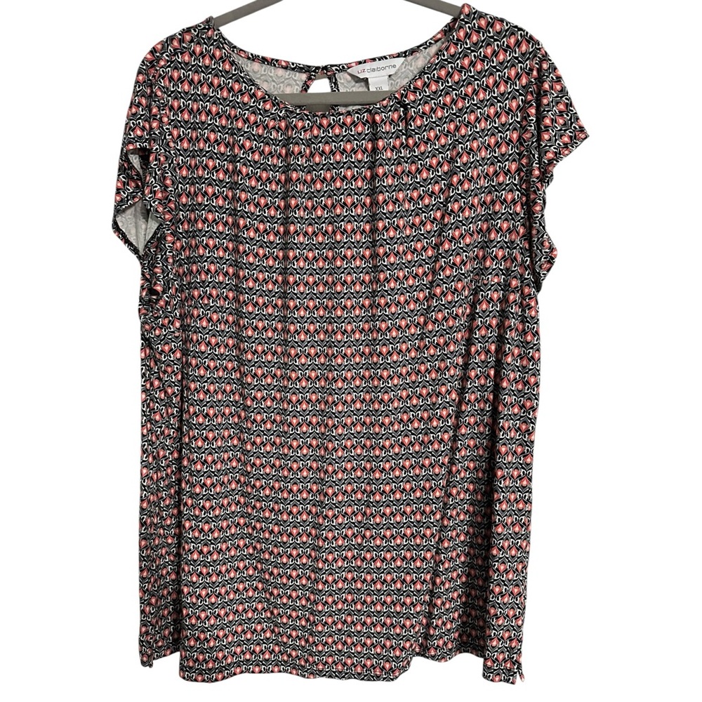 Liz Claiborne Black and Red Patterned Blouse